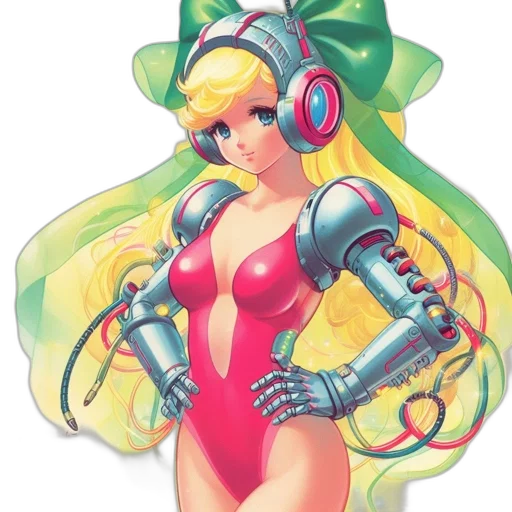 robot, pixel art, concept art, vaporwave transparent PNG cut-out