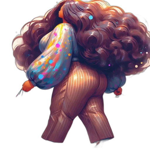 hair, dress, umbrella, staff transparent PNG cut-out