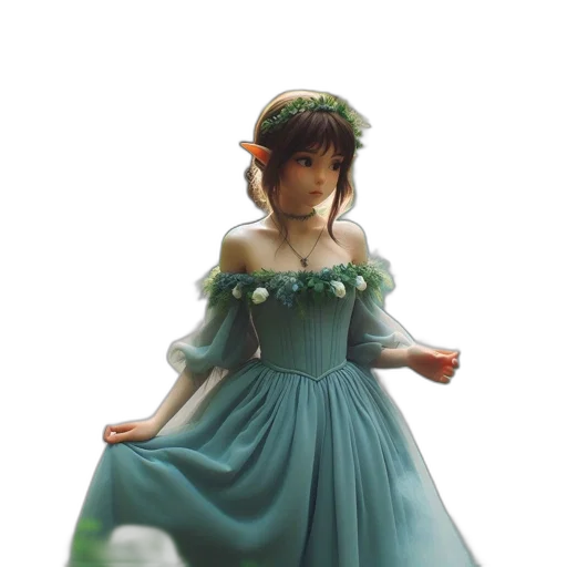 dress, crown, concept art, 3d render transparent PNG cut-out