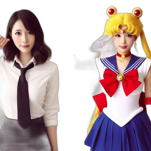 anime, concept art, 3d render, two transparent PNG cut-out