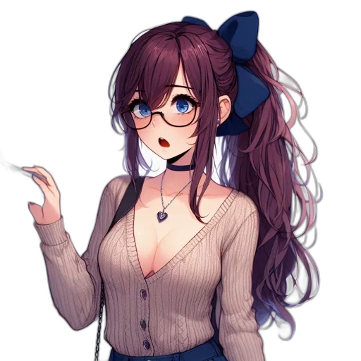 dress, staff, hair, creature transparent PNG cut-out