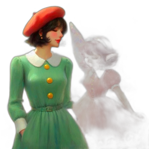 dress, staff, hat, weapon transparent PNG cut-out