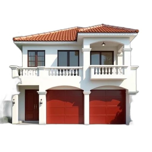 building, 3d render, photorealistic, red transparent PNG cut-out