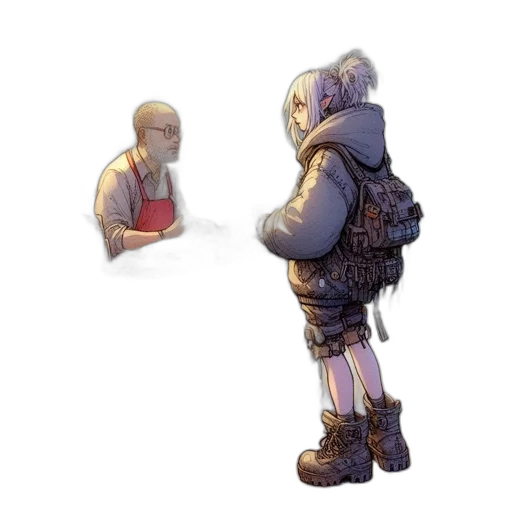 jacket, robot, weapon, staff transparent PNG cut-out