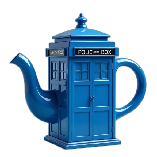 3d render, concept art, blue, teapot transparent PNG cut-out