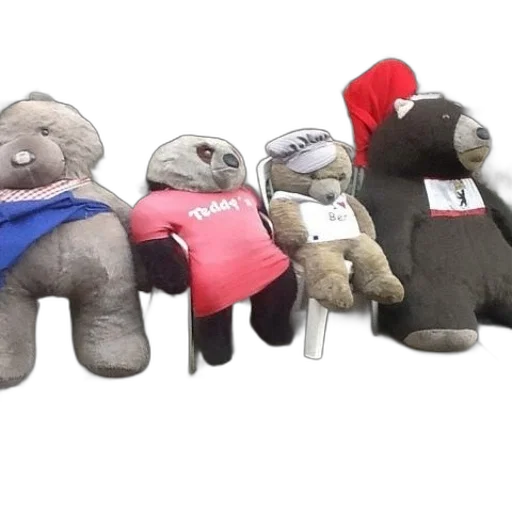 four, stuffed, bears, sit transparent PNG cut-out