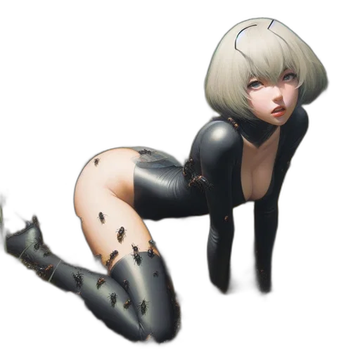 robot, creature, weapon, hair transparent PNG cut-out