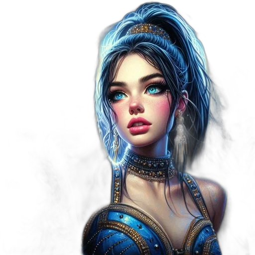 face, dress, jewelry, fantasy art transparent PNG cut-out