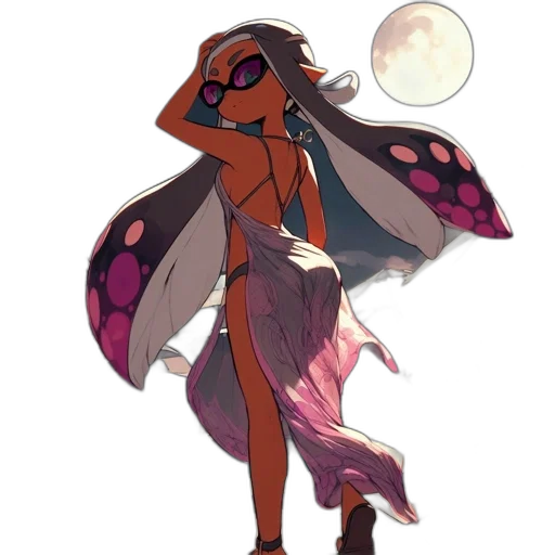 dress, creature, staff, concept art transparent PNG cut-out