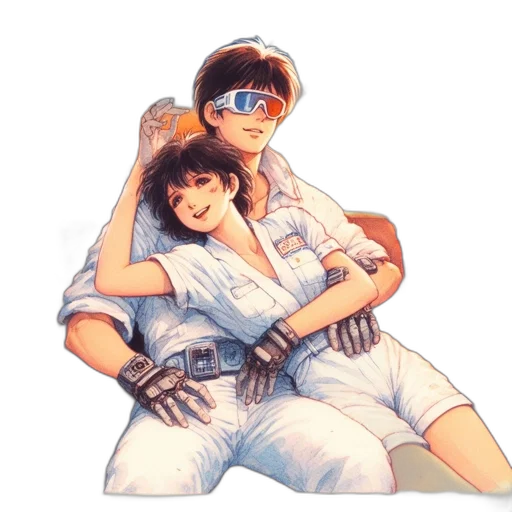 robot, jacket, vaporwave, concept art transparent PNG cut-out