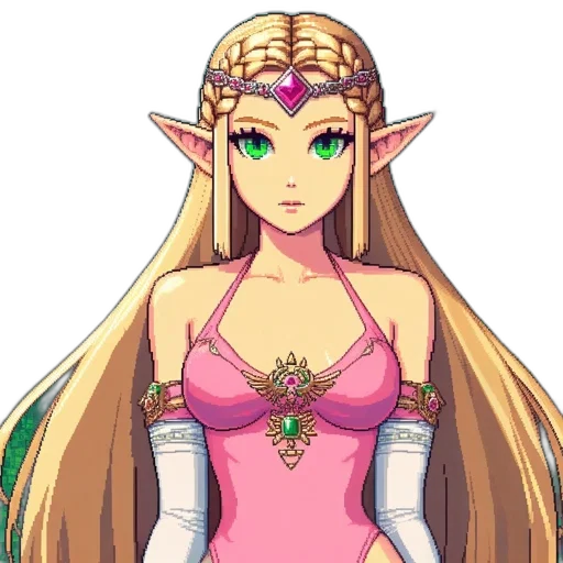 dress, crown, jewelry, staff transparent PNG cut-out