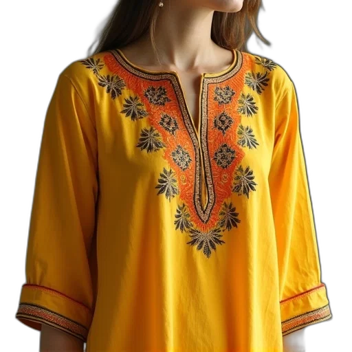 dress, golden, yellow, cotton transparent PNG cut-out