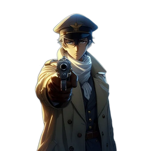 staff, weapon, hat, jacket transparent PNG cut-out