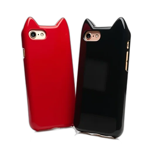 pair, red, black, cat-shaped transparent PNG cut-out
