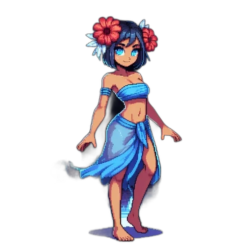 dress, flower, pixel art, concept art transparent PNG cut-out
