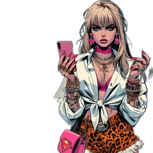 comic book art, concept art, cartoon, cyberpunk transparent PNG cut-out