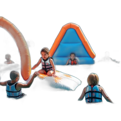 3d render, group, children, playing transparent PNG cut-out