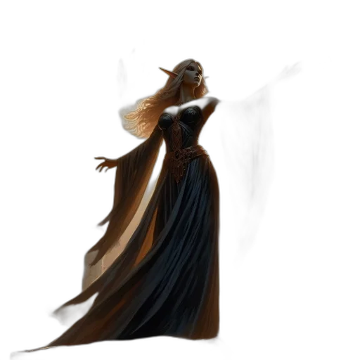 dress, hair, staff, crown transparent PNG cut-out
