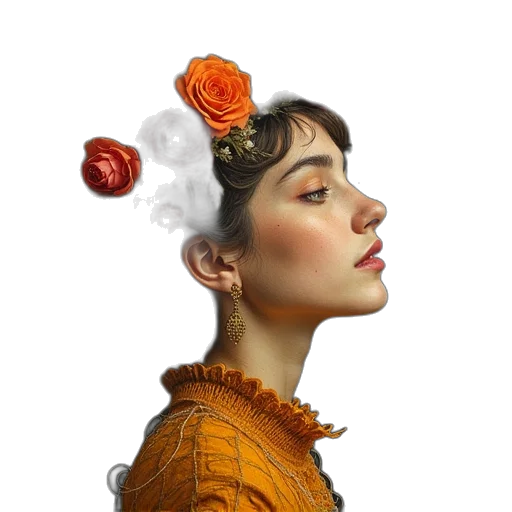 crown, face, hat, flower transparent PNG cut-out