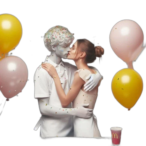 photorealistic, 3d render, outer space, two transparent PNG cut-out