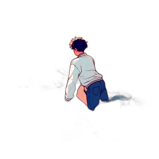 jacket, creature, watercolor, pixel art transparent PNG cut-out