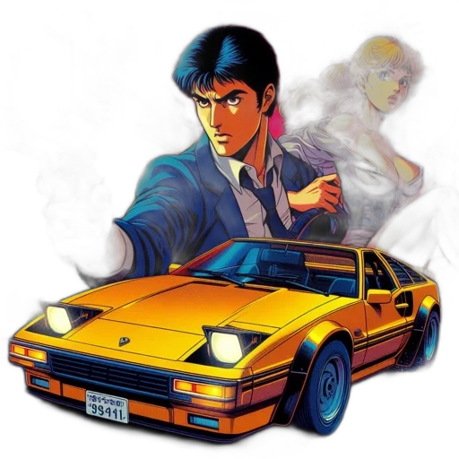 car, concept art, comic book art, anime transparent PNG cut-out
