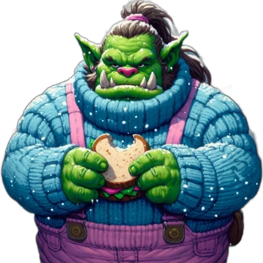 jacket, staff, face, creature transparent PNG cut-out