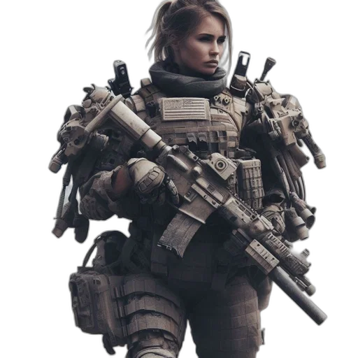 weapon, jacket, face, concept art transparent PNG cut-out