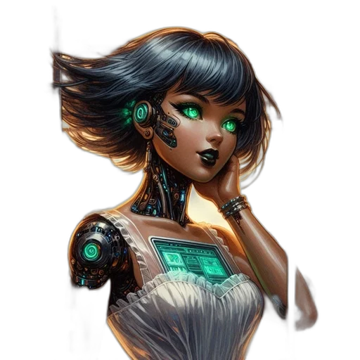dress, robot, face, jewelry transparent PNG cut-out