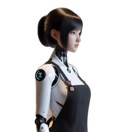 robot, staff, cyberpunk, concept art transparent PNG cut-out