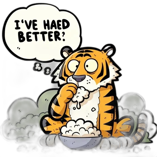 concept art, comic book art, cartoon, tiger transparent PNG cut-out