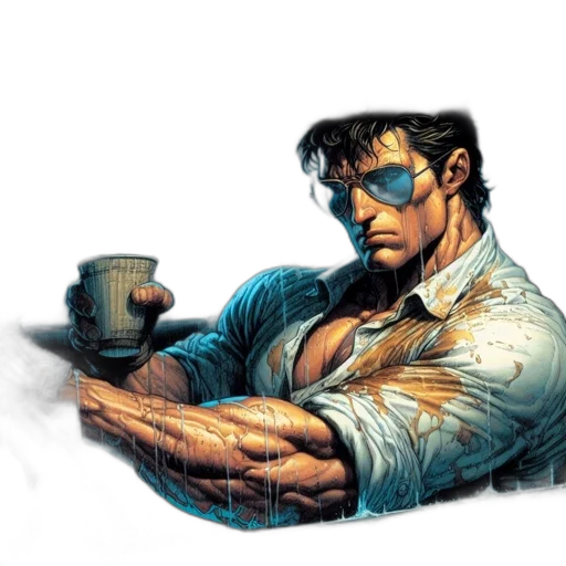 comic book art, concept art, cyberpunk, photorealistic transparent PNG cut-out