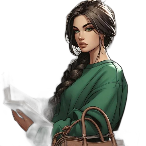 dress, staff, jewelry, fantasy art transparent PNG cut-out
