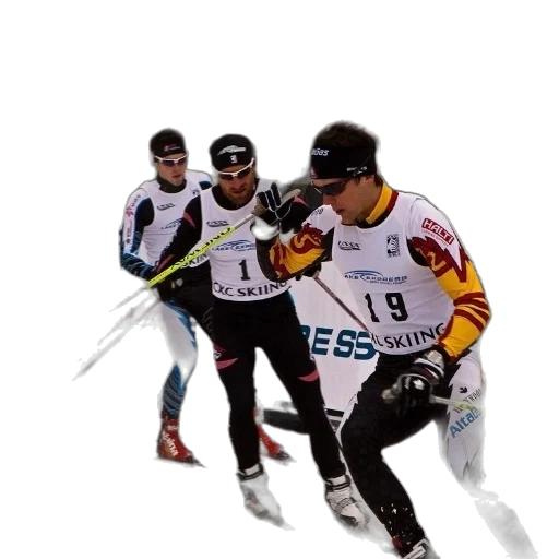 staff, group, skiers, race transparent PNG cut-out