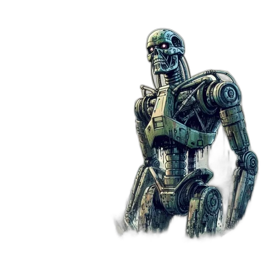 robot, concept art, 3d render, comic book art transparent PNG cut-out