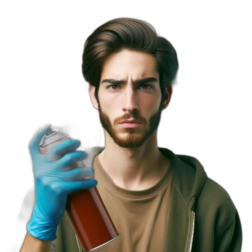 jacket, bottle, face, weapon transparent PNG cut-out