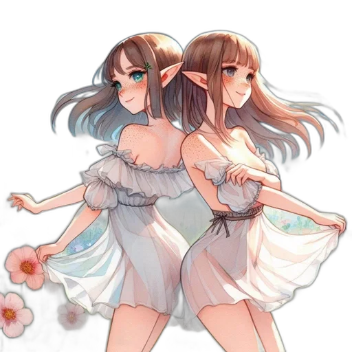 dress, anime, concept art, fantasy art transparent PNG cut-out