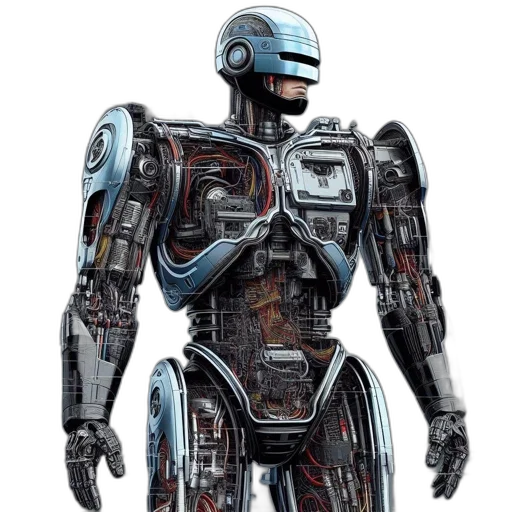 robot, concept art, 3d render, cyberpunk transparent PNG cut-out