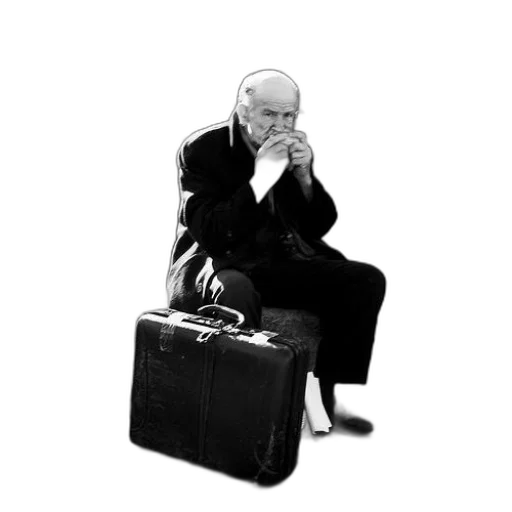 staff, jacket, man, sits transparent PNG cut-out