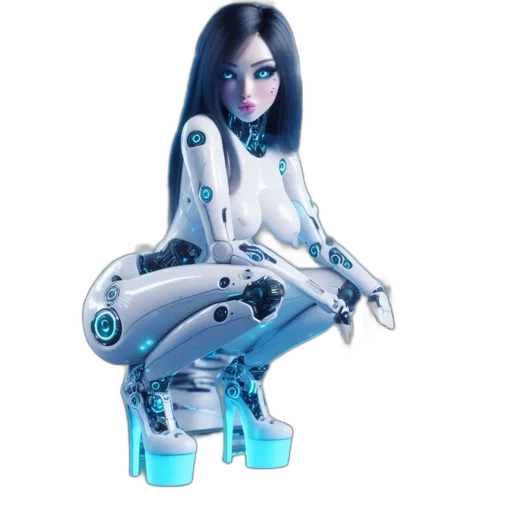 robot, concept art, 3d render, cyberpunk transparent PNG cut-out