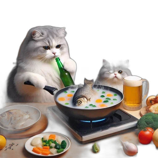 food, animal, photorealistic, oil painting transparent PNG cut-out