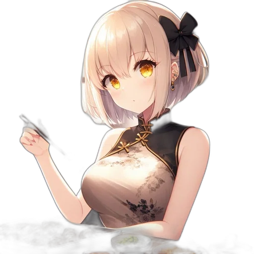 dress, dragon, staff, robot transparent PNG cut-out