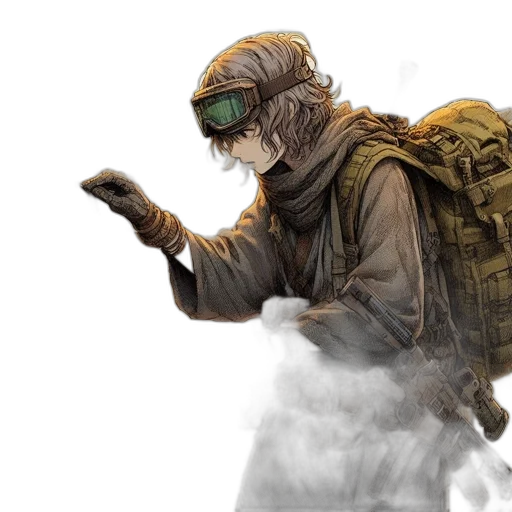 jacket, mask, weapon, creature transparent PNG cut-out