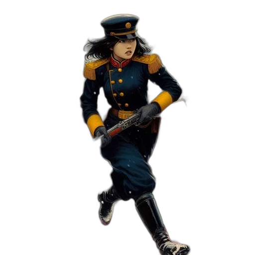 staff, weapon, hat, jacket transparent PNG cut-out
