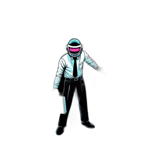 jacket, robot, staff, hat transparent PNG cut-out