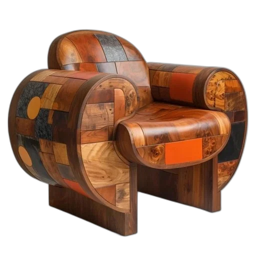 furniture, 3d render, wooden, chair transparent PNG cut-out