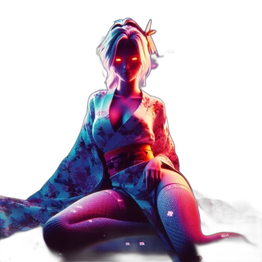 dress, concept art, cyberpunk, vaporwave transparent PNG cut-out
