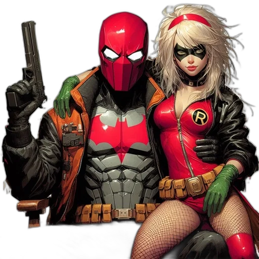 comic book art, concept art, red, two transparent PNG cut-out