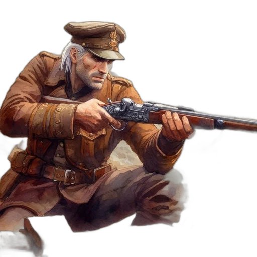weapon, staff, hat, jacket transparent PNG cut-out