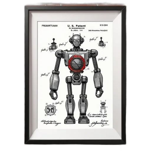 robot, concept art, framed, drawing transparent PNG cut-out
